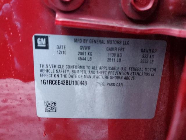 1G1RC6E43BU100448 - 2011 CHEVROLET VOLT RED photo 12