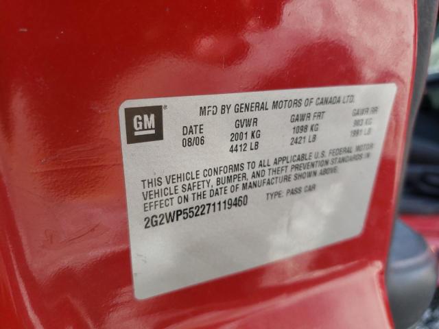 2G2WP552271119460 - 2007 PONTIAC GRAND PRIX 红色 照片 12