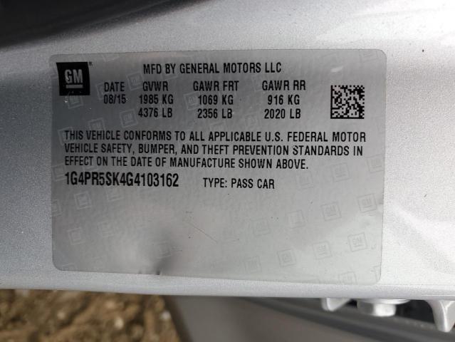 1G4PR5SK4G4103162 - 2016 BUICK VERANO CONVENIENCE SILVER photo 12