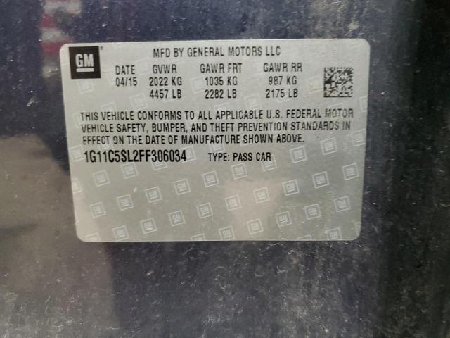 1G11C5SL2FF306034 - 2015 CHEVROLET MALIBU 1LT BLUE photo 12