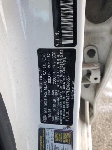 3KPFK4A77HE063655 - 2017 KIA FORTE LX WHITE photo 12