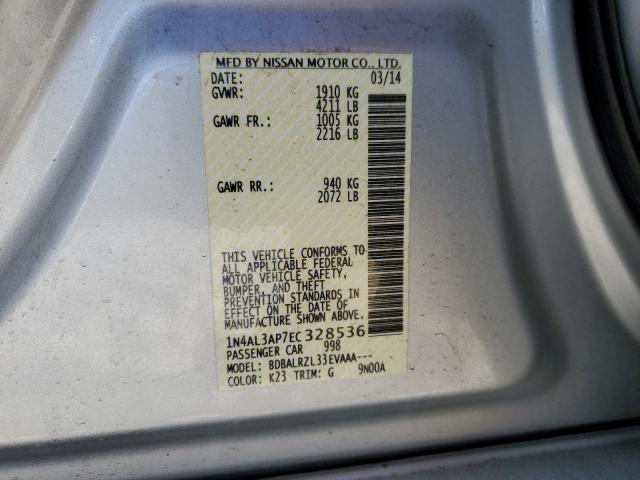 1N4AL3AP7EC328536 - 2014 NISSAN ALTIMA 2.5 SILVER photo 12