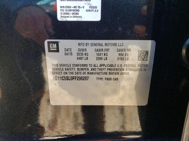 1G11C5SL0FF298287 - 2015 CHEVROLET MALIBU 1LT BLACK photo 12