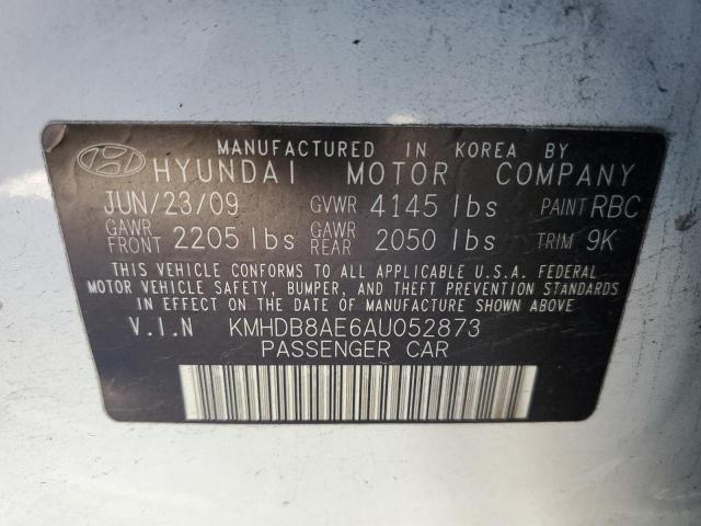 KMHDB8AE6AU052873 - 2010 HYUNDAI ELANTRA TO GLS WHITE photo 12