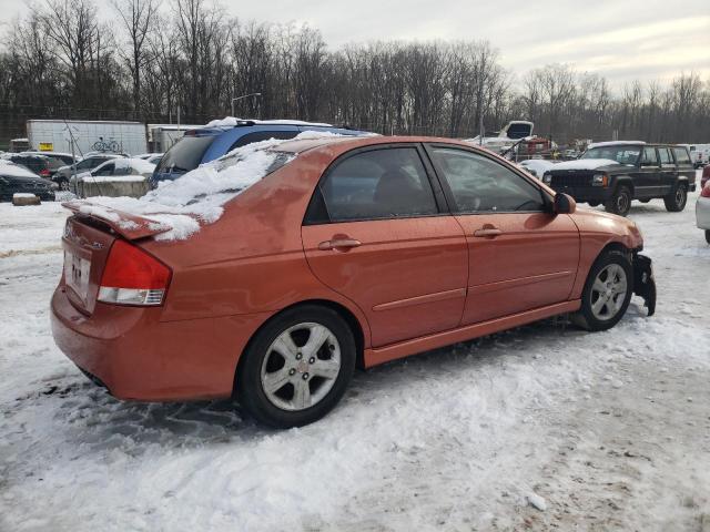 KNAFE121085021935 - 2008 KIA SPECTRA EX ORANGE photo 3