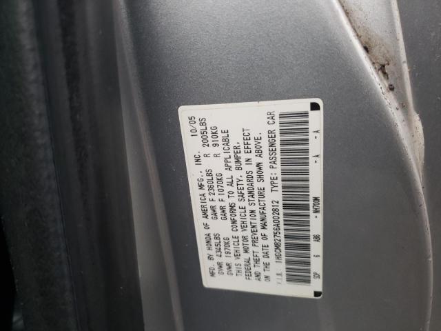 1HGCM82756A002812 - 2006 HONDA ACCORD EX SILVER photo 12