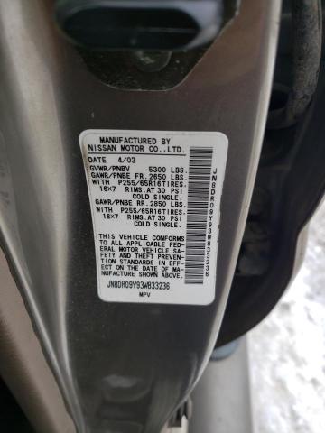 JN8DR09Y93W833236 - 2003 NISSAN PATHFINDER LE TAN photo 13