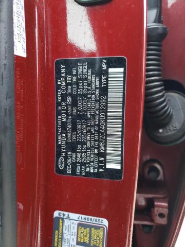 KM8J2CA40KU912992 - 2019 HYUNDAI TUCSON SE RED photo 13