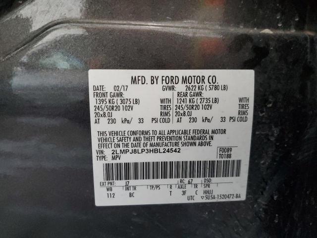 2LMPJ8LP3HBL24542 - 2017 LINCOLN MKX RESERVE Մոխրագույն լուսանկար 14