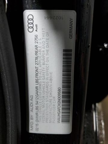 WAUHGAFCXGN009580 - 2016 AUDI A6 PRESTIGE შავი ფოტო 12