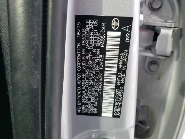 JTDKDTB35F1109028 - 2015 TOYOTA PRIUS C SILVER photo 12