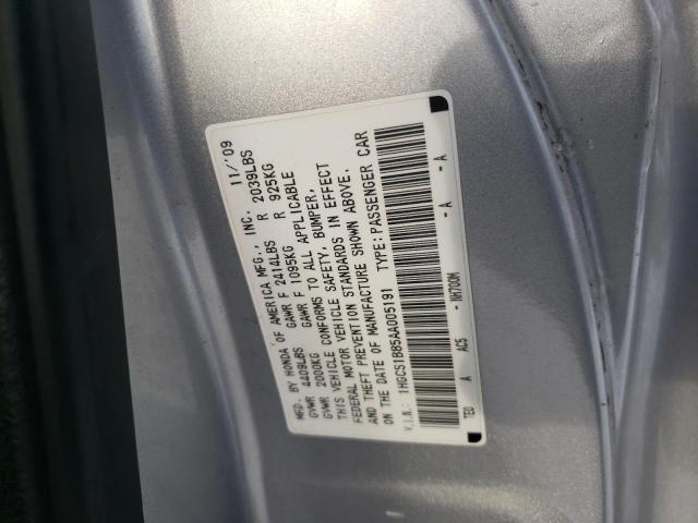 1HGCS1B85AA005191 - 2010 HONDA ACCORD EXL GRAY photo 12