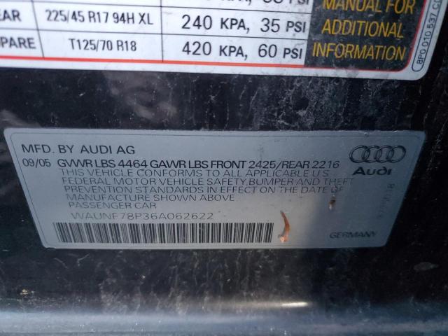 WAUNF78P36A062622 - 2006 AUDI A3 2.0 PREMIUM BLACK photo 12