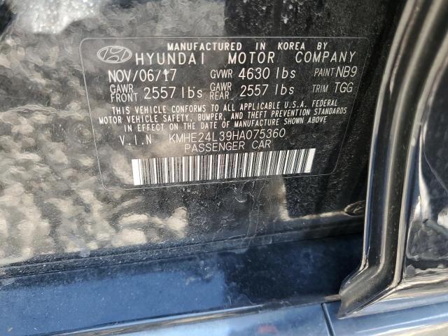 KMHE24L39HA075360 - 2017 HYUNDAI SONATA HYBRID BLACK photo 12