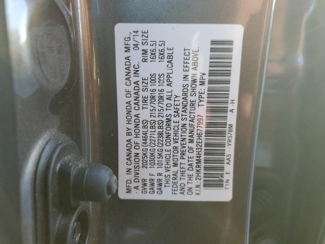 2HKRM4H32EH677997 - 2014 HONDA CR-V LX GRAY photo 12