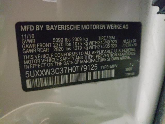 5UXXW3C37H0T79125 - 2017 BMW X4 XDRIVE2 白色 照片 12