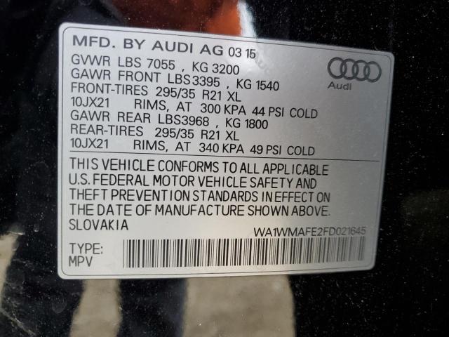 WA1WMAFE2FD021645 - 2015 AUDI Q7 TDI PRESTIGE შავი ფოტო 13