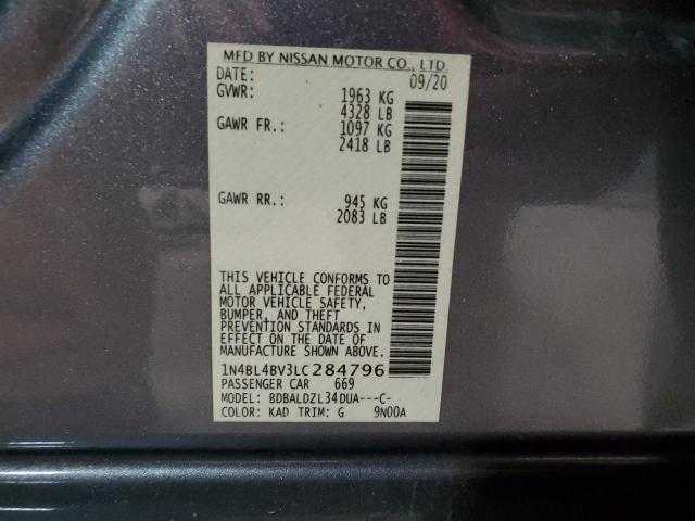 1N4BL4BV3LC284796 - 2020 NISSAN ALTIMA S SILVER photo 12