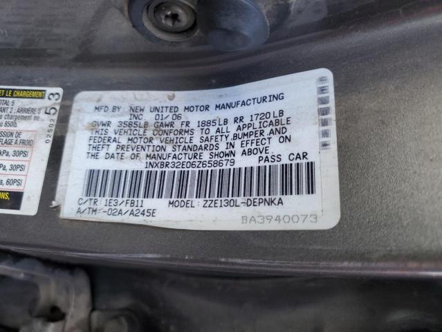 1NXBR32E06Z658679 - 2006 TOYOTA COROLLA CE GRAY photo 12