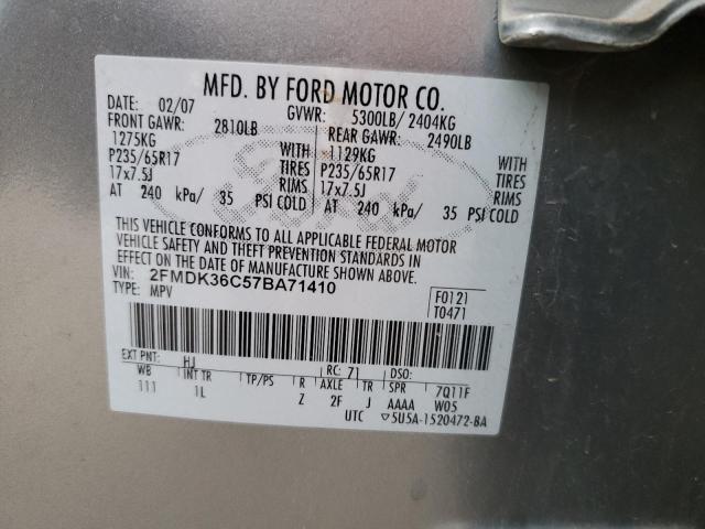 2FMDK36C57BA71410 - 2007 FORD EDGE SE SILVER photo 12