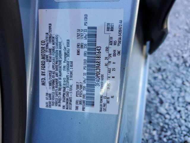 3FADP0L39AR181643 - 2010 FORD FUSION HYBRID TURQUOISE photo 12