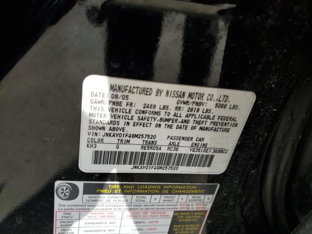 JNKAY01F46M257520 - 2006 INFINITI M35 BASE BLACK photo 12