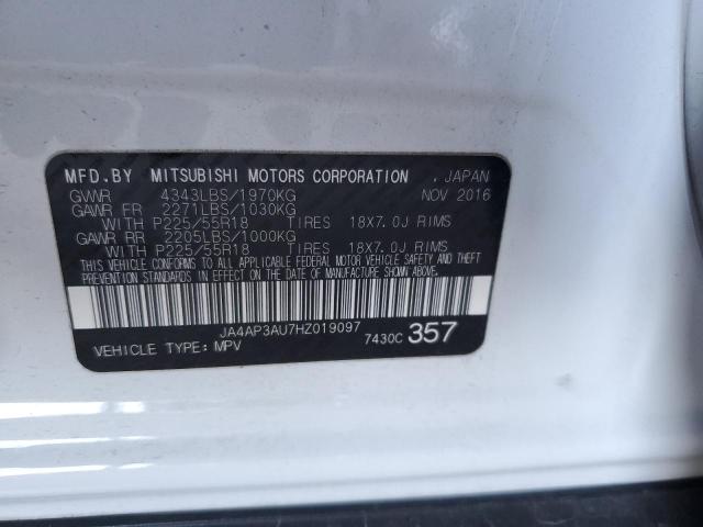 JA4AP3AU7HZ019097 - 2017 MITSUBISHI OUTLANDER ES თეთრი ფოტო 13