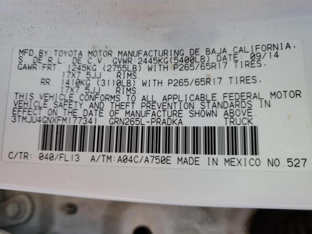 3TMJU4GNXFM177341 - 2015 TOYOTA TACOMA DOUBLE CAB PRERUNNER WHITE photo 13