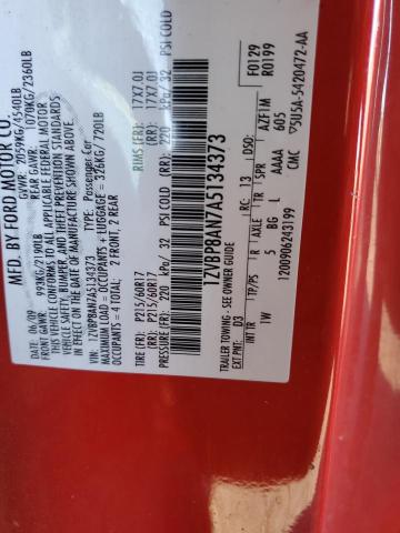 1ZVBP8AN7A5134373 - 2010 FORD MUSTANG RED photo 12