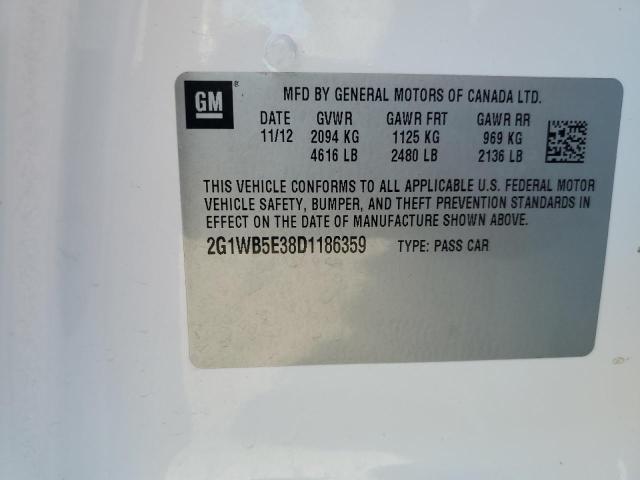 2G1WB5E38D1186359 - 2013 CHEVROLET IMPALA LT WHITE photo 12