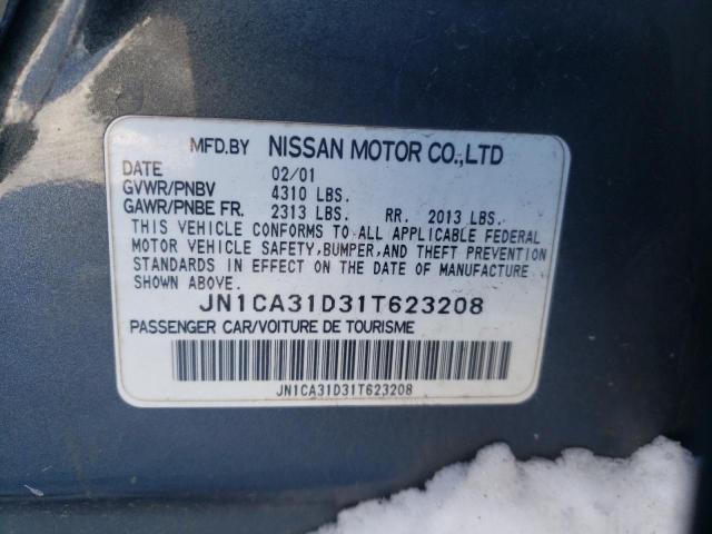 JN1CA31D31T623208 - 2001 NISSAN MAXIMA GXE BLACK photo 12