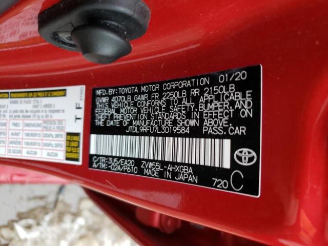 JTDL9RFU7L3019584 - 2020 TOYOTA PRIUS LE RED photo 12