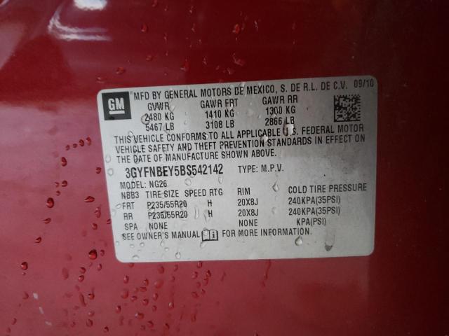 3GYFNBEY5BS542142 - 2011 CADILLAC SRX PERFORMANCE COLLECTION Қызыл фото 12