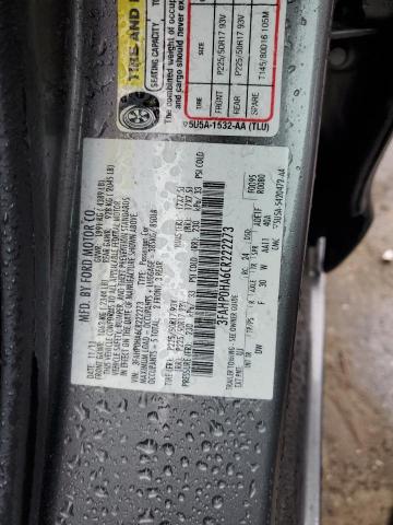 3FAHP0HA6CR222273 - 2012 FORD FUSION SE GRAY photo 12