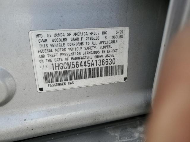 1HGCM56445A136630 - 2005 HONDA ACCORD LX SILVER photo 13