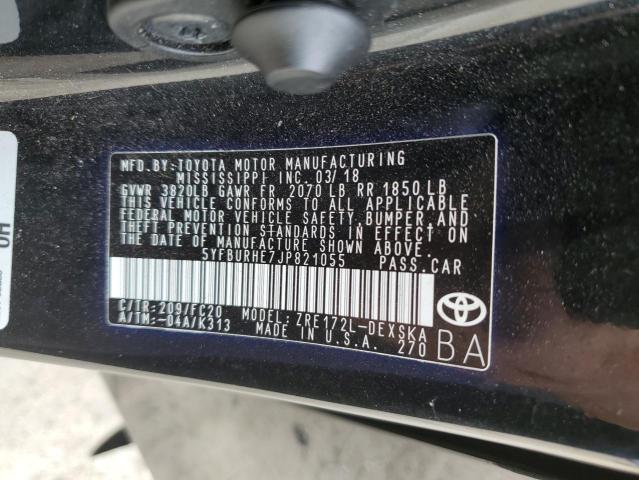 5YFBURHE7JP821055 - 2018 TOYOTA COROLLA L BLACK photo 12