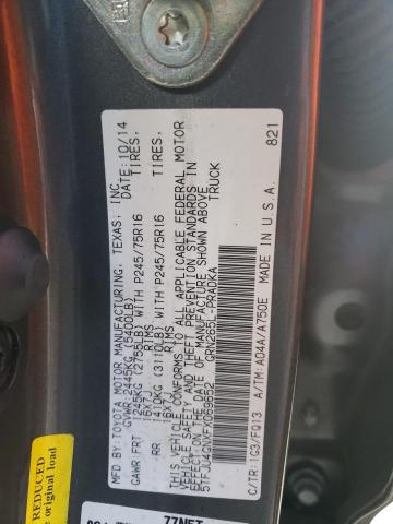 5TFJU4GNXFX069652 - 2015 TOYOTA TACOMA DOUBLE CAB PRERUNNER BURN photo 12