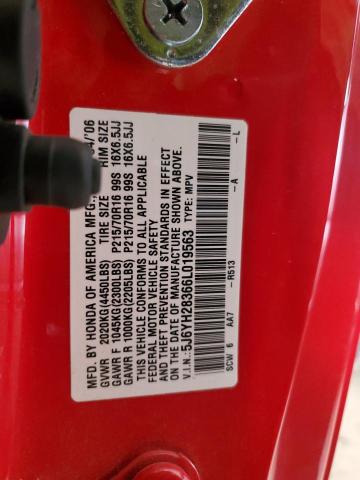 5J6YH28366L019563 - 2006 HONDA ELEMENT LX RED photo 12