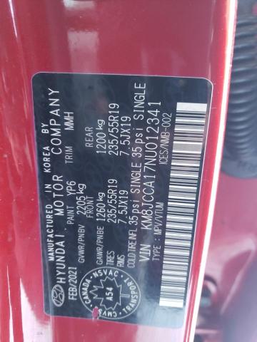 KM8JCCA17NU012341 - 2022 HYUNDAI TUCSON LUXURY RED photo 14