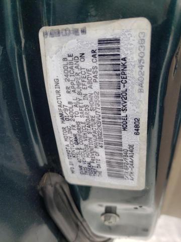 4T1BG22K9VU773592 - 1997 TOYOTA CAMRY CE GREEN photo 12