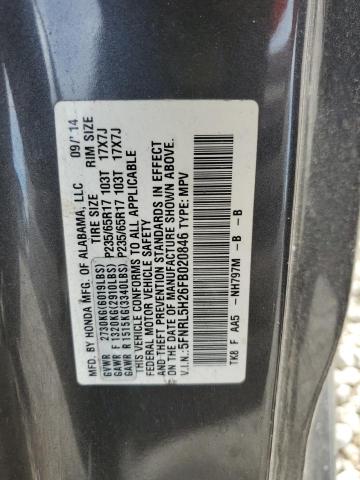 5FNRL5H26FB020846 - 2015 HONDA ODYSSEY LX GRAY photo 13