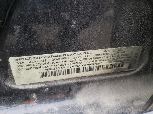 3VWEG71K67M057057 - 2008 VOLKSWAGEN JETTA WOLFSBURG 黑色 照片 12