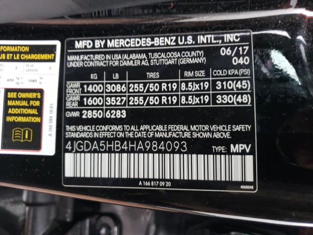 4JGDA5HB4HA984093 - 2017 MERCEDES-BENZ GLE 350 4MATIC BLACK photo 13