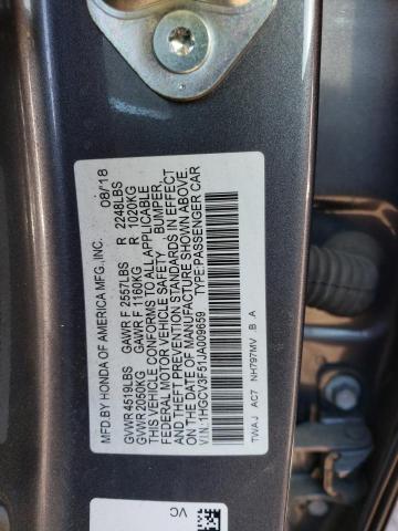 1HGCV3F51JA009659 - 2018 HONDA ACCORD HYBRID EXL GRAY photo 12