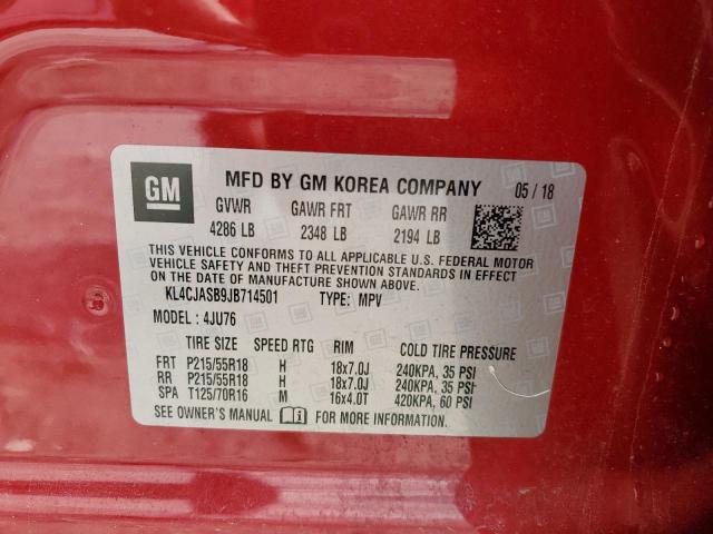 KL4CJASB9JB714501 - 2018 BUICK ENCORE PREFERRED Марун фото 12