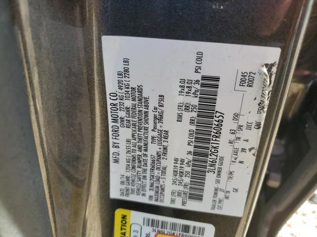 3LN6L2GK1FR606657 - 2015 LINCOLN MKZ CHARCOAL photo 12