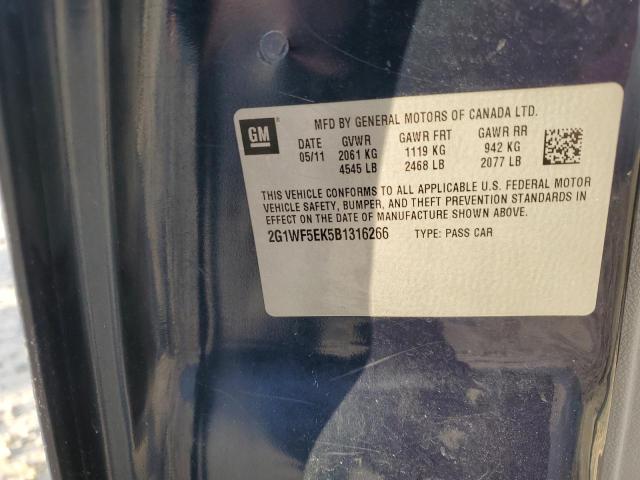2G1WF5EK5B1316266 - 2011 CHEVROLET IMPALA LT LS BLUE photo 12