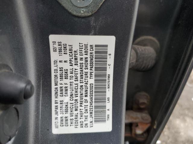 JHMZE2H54AS032023 - 2010 HONDA INSIGHT LX GRAY photo 12