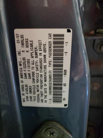 1HGCM56327A085171 - 2007 HONDA ACCORD SE BLUE photo 12