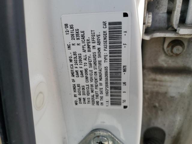 1HGCP26869A088465 - 2009 HONDA ACCORD EXL WHITE photo 12